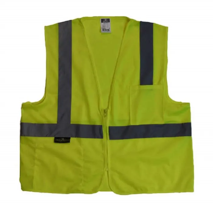 Radians SV2ZGS Economy Type R Class 2 Solid Material Safety Vest with Zipper, Hi-Vis Yellow, X-Large, 1 Each