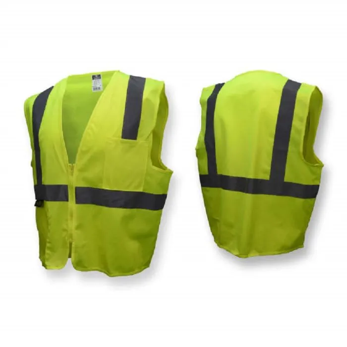 Radians SV2ZGS Economy Type R Class 2 Solid Material Safety Vest with Zipper, Hi-Vis Yellow, X-Large, 1 Each