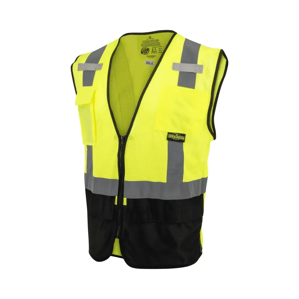 Radians Type R Class 2 Black Bottom Surveyor Safety Vest - Green/2X-3X