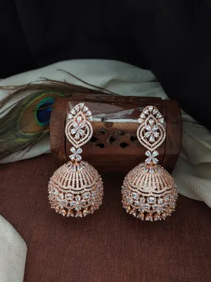 Radiant Bridal Jhumki Earrings with Zircon Stones