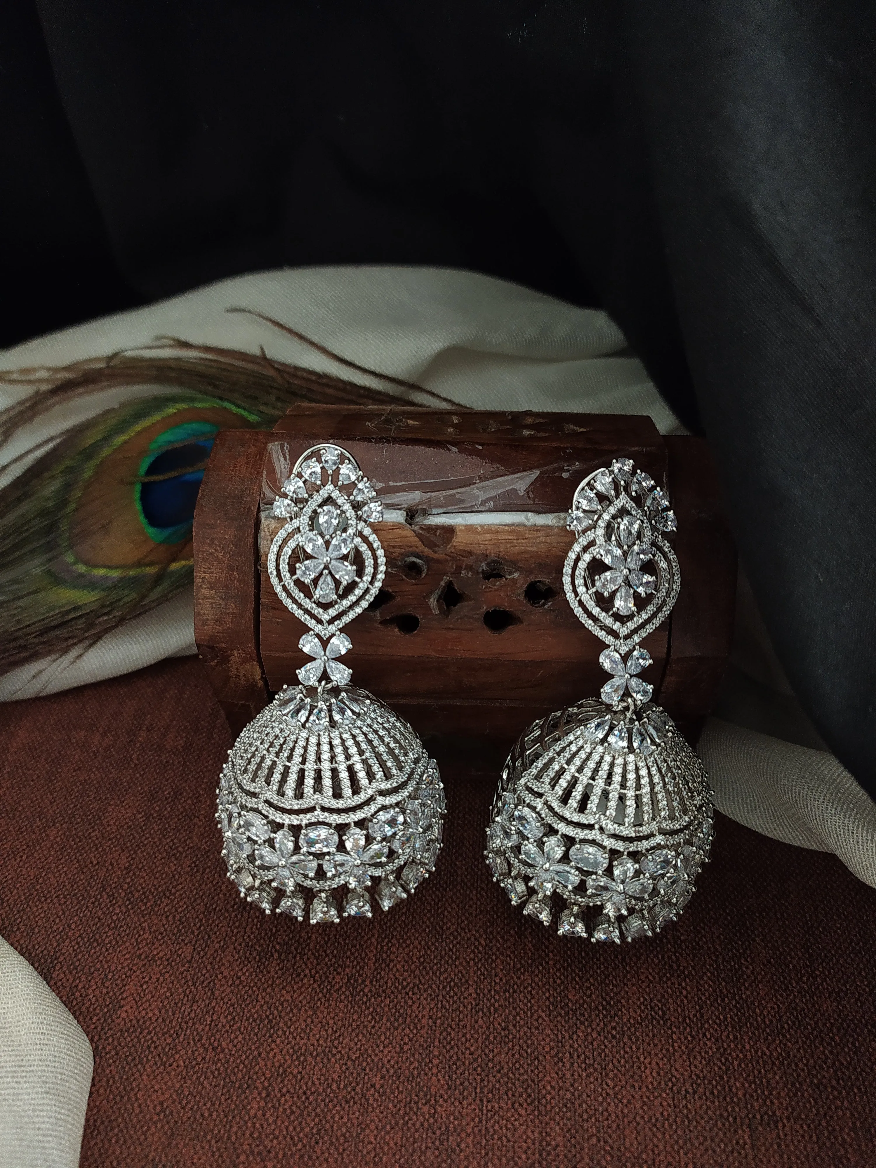 Radiant Bridal Jhumki Earrings with Zircon Stones