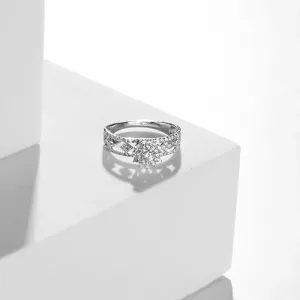 Radiant Centerpiece CZ Silver Ring