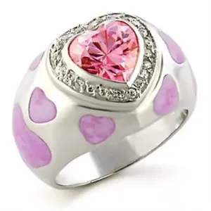 Radiant Rose CZ Elegance: 925 Sterling Silver High-Polished Ring