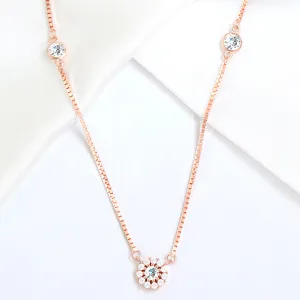 Radiant Rose Gold-Plated 925 Sterling Silver Halo Necklace with CZ