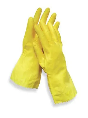 Radnor Extra Large Yellow 12" Flock Lined 18 MIL Textured Palm Natural Latex Glove