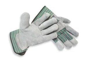 Radnor Large Select Shoulder Grade Split Leather Palm Gloves With Rubberized Safety Cuff, Striped Canvas Back And Reinforced Knuckle Strap, Pull Tab, Index Finger And Fingertips