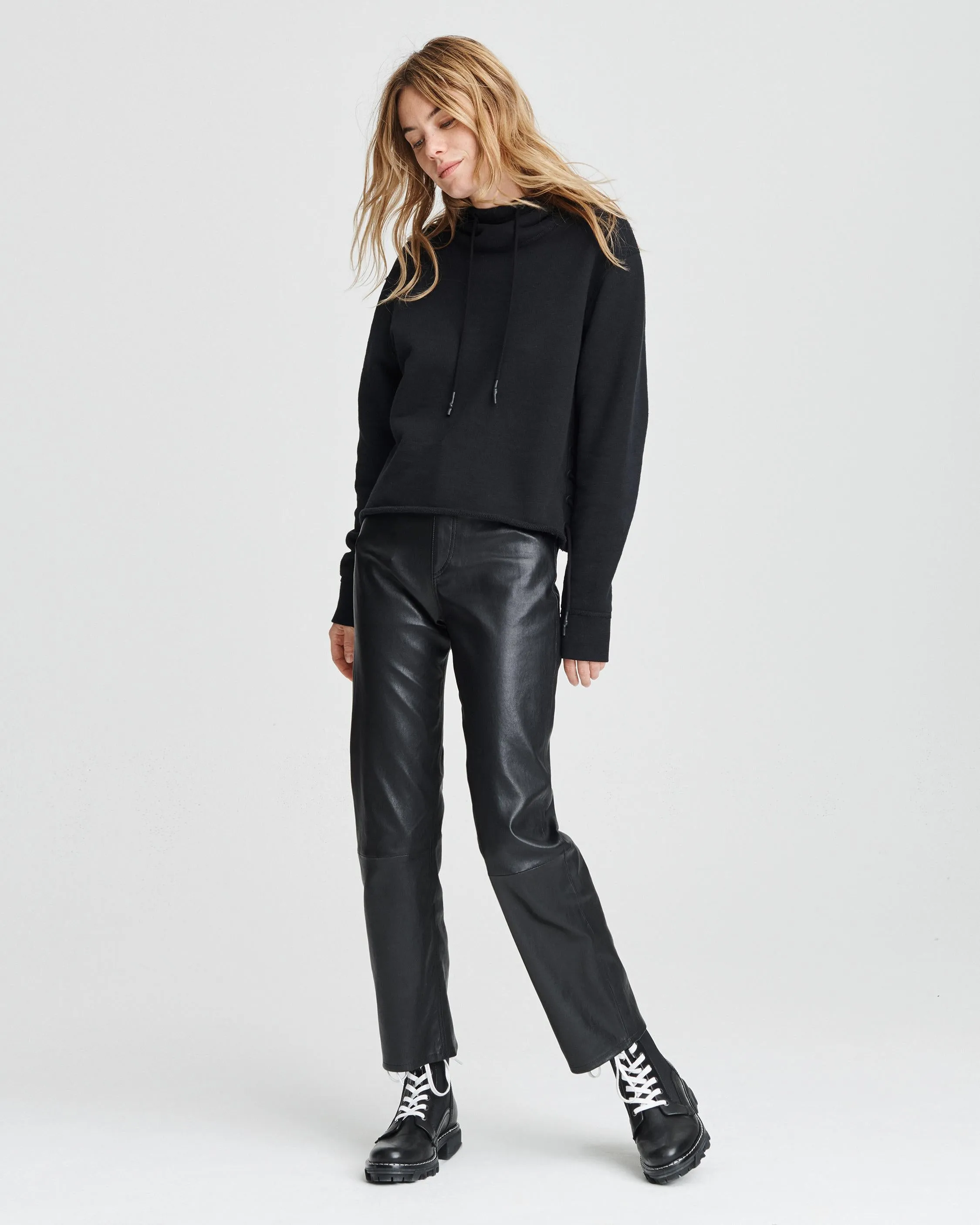 Rag & Bone - Amelia Lace Up Hoodie in Black