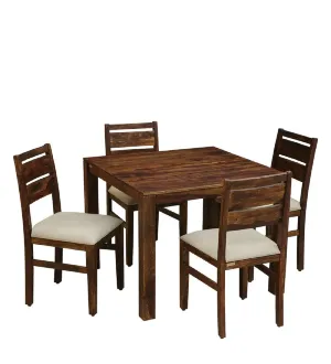 RAGHAV FURNITURE Wooden Dining Table 4 Seater | Four Seater Dinning Table with 4 Chairs for Home | Dining Room Sets for Restaurants | Sheesham Wood, Natural Dark Brown