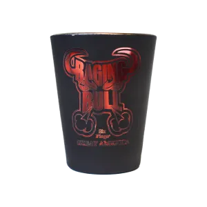 RAGING BULL MATTE BLACK SHOT GLASS (SIX FLAGS GREAT AMERICA)