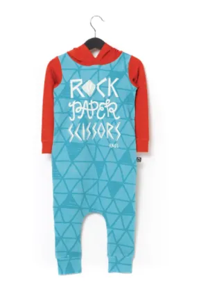 Rags - Long Sleeve Hooded Rag Romper in 'Rock Paper Scissors' (12-18mo)