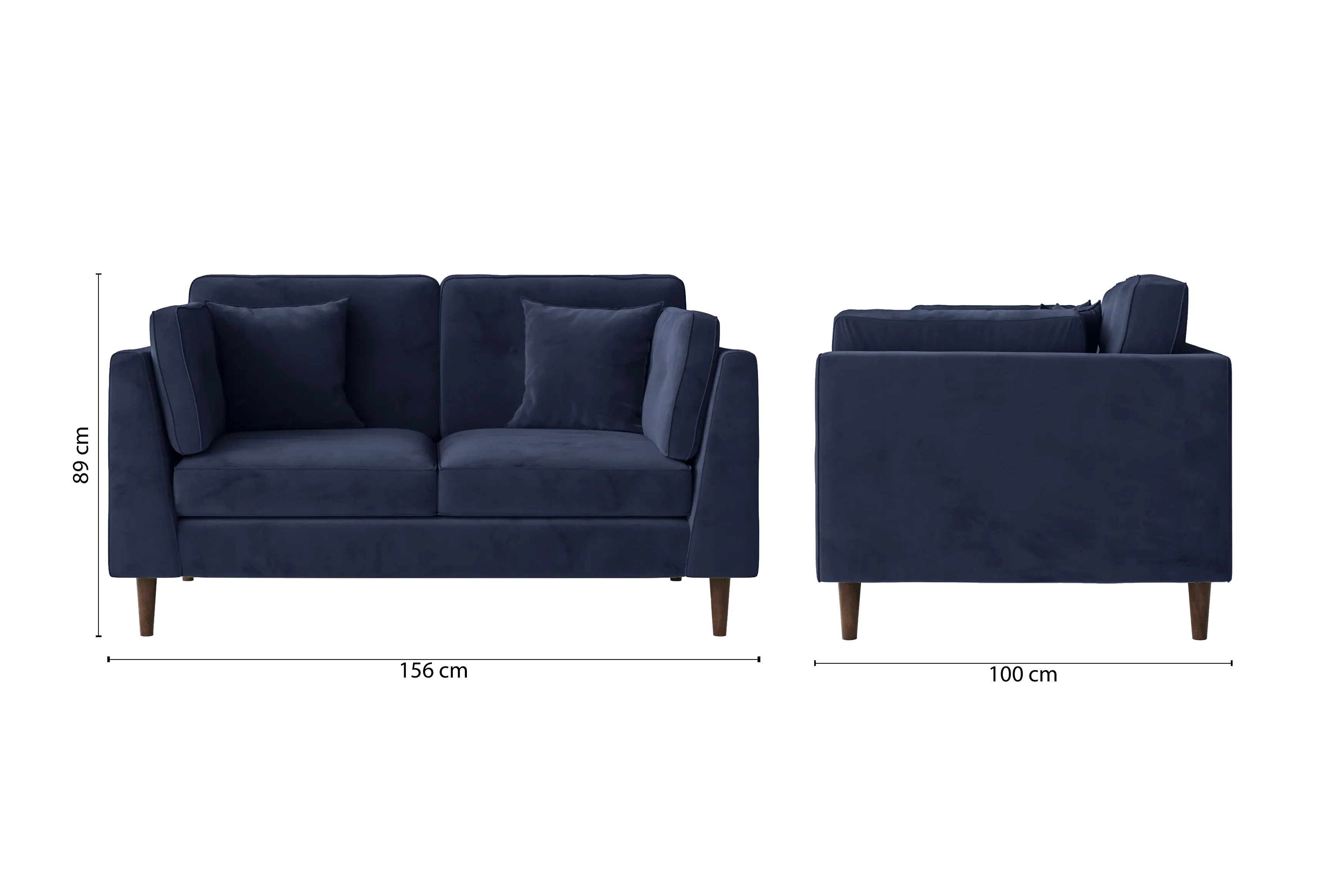 Ragusa 2 Seater Sofa Dark Blue Velvet