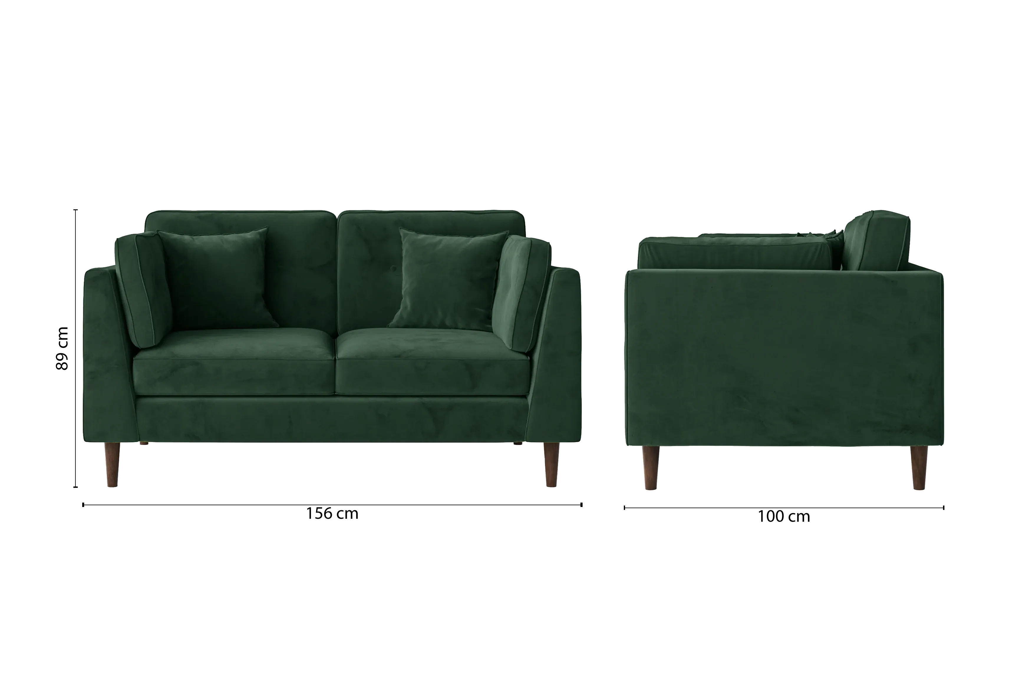 Ragusa 2 Seater Sofa Green Velvet