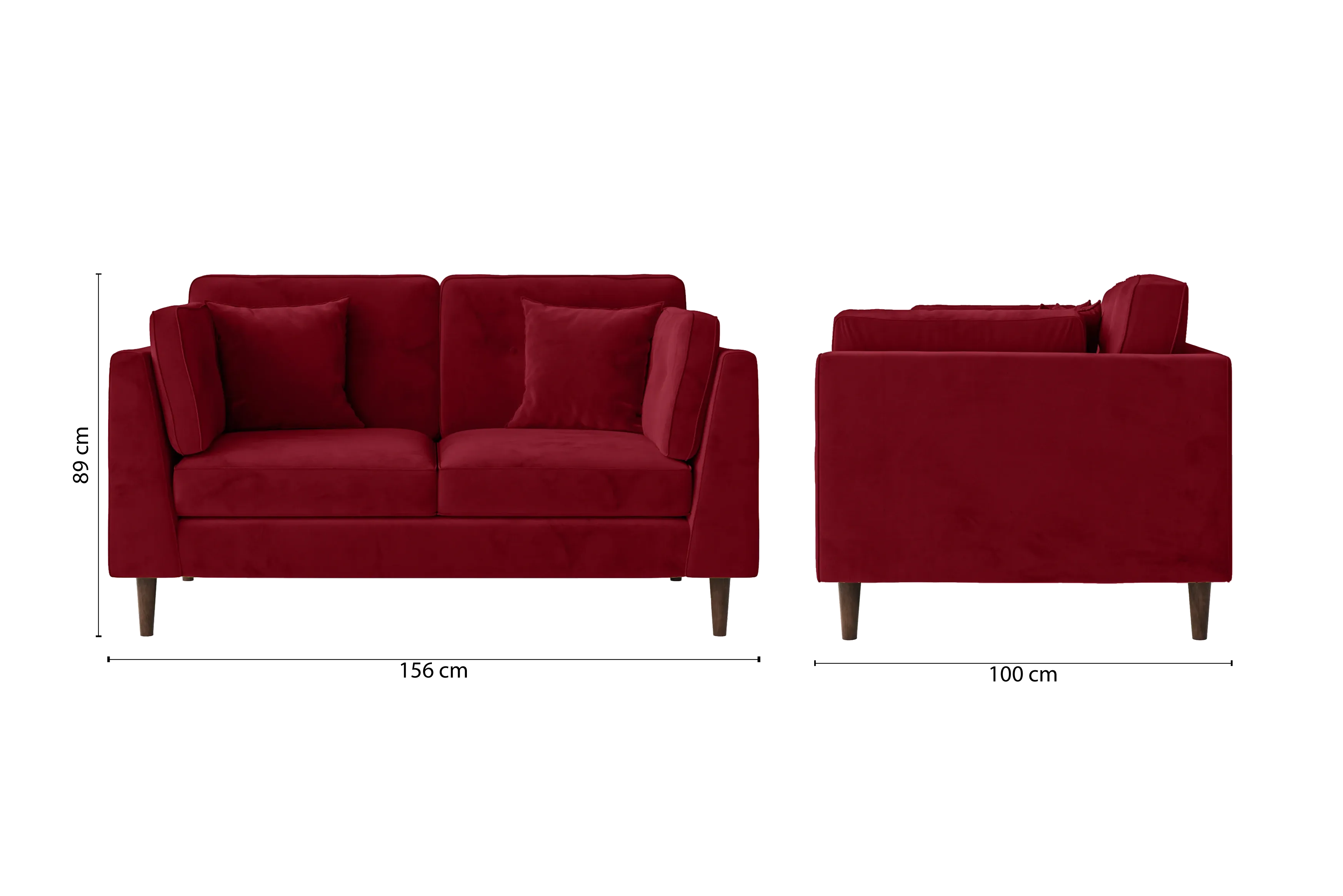 Ragusa 2 Seater Sofa Red Velvet