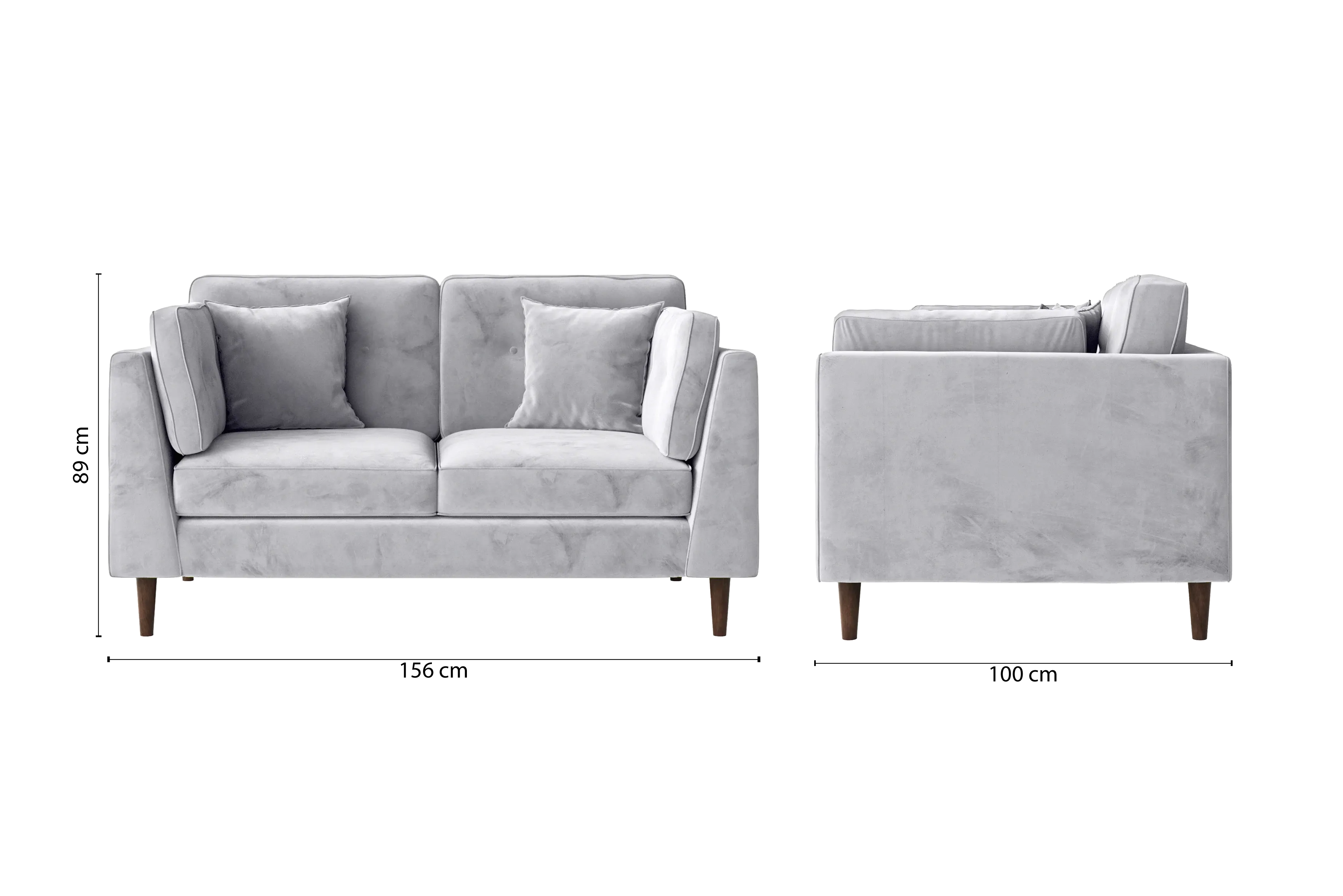 Ragusa 2 Seater Sofa Silver Velvet