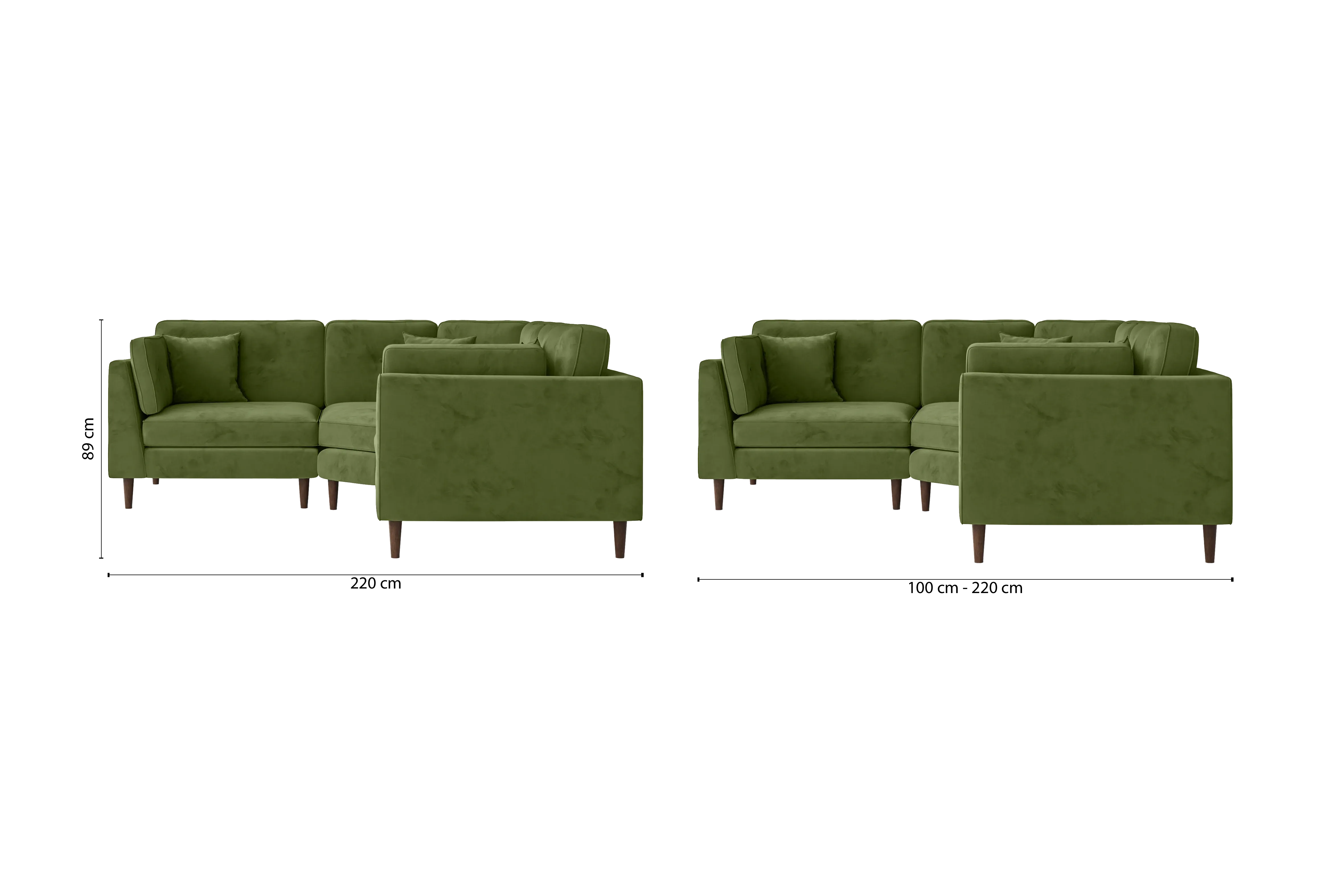 Ragusa 3 Seater Corner Sofa Lime Velvet