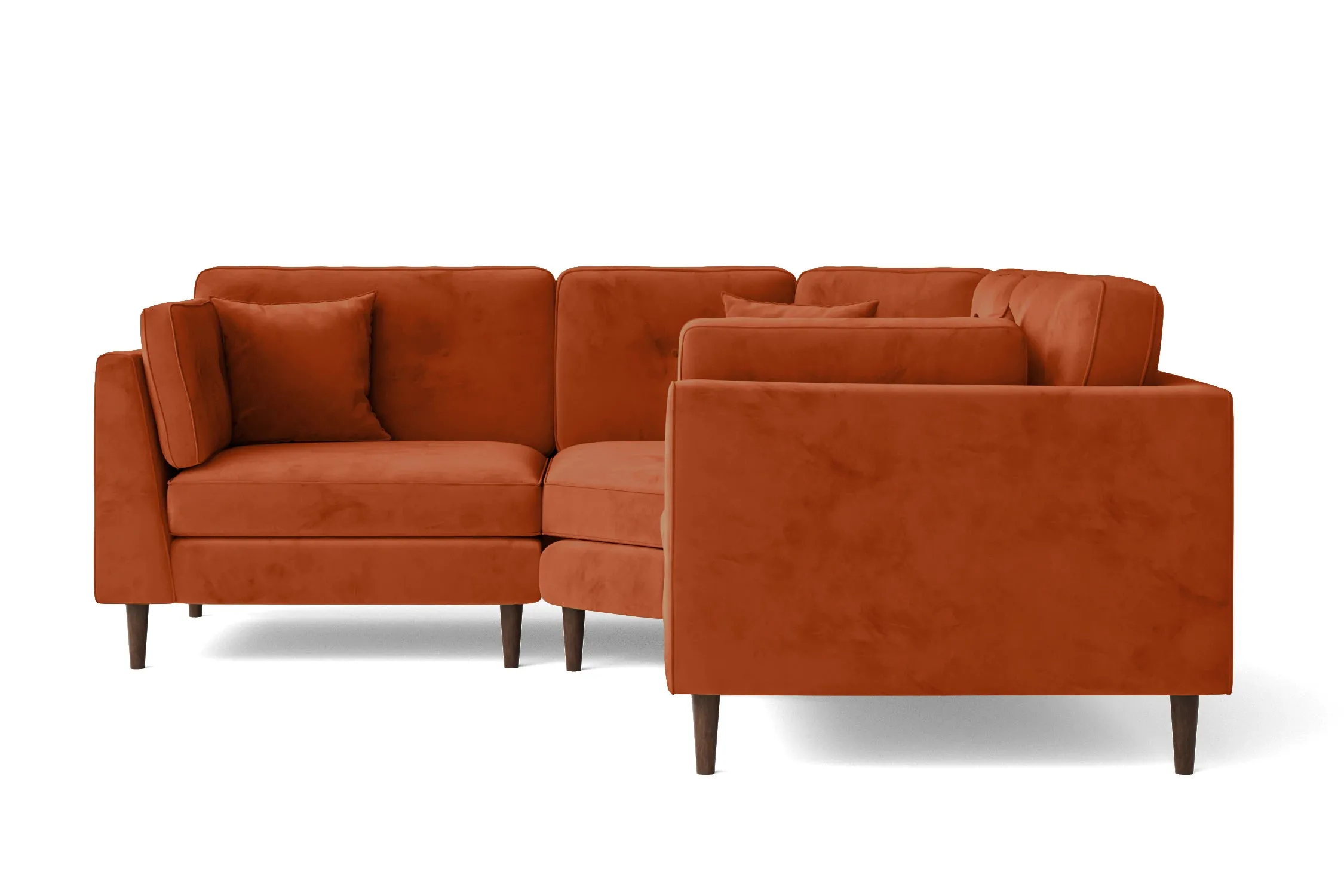 Ragusa 3 Seater Corner Sofa Orange Velvet