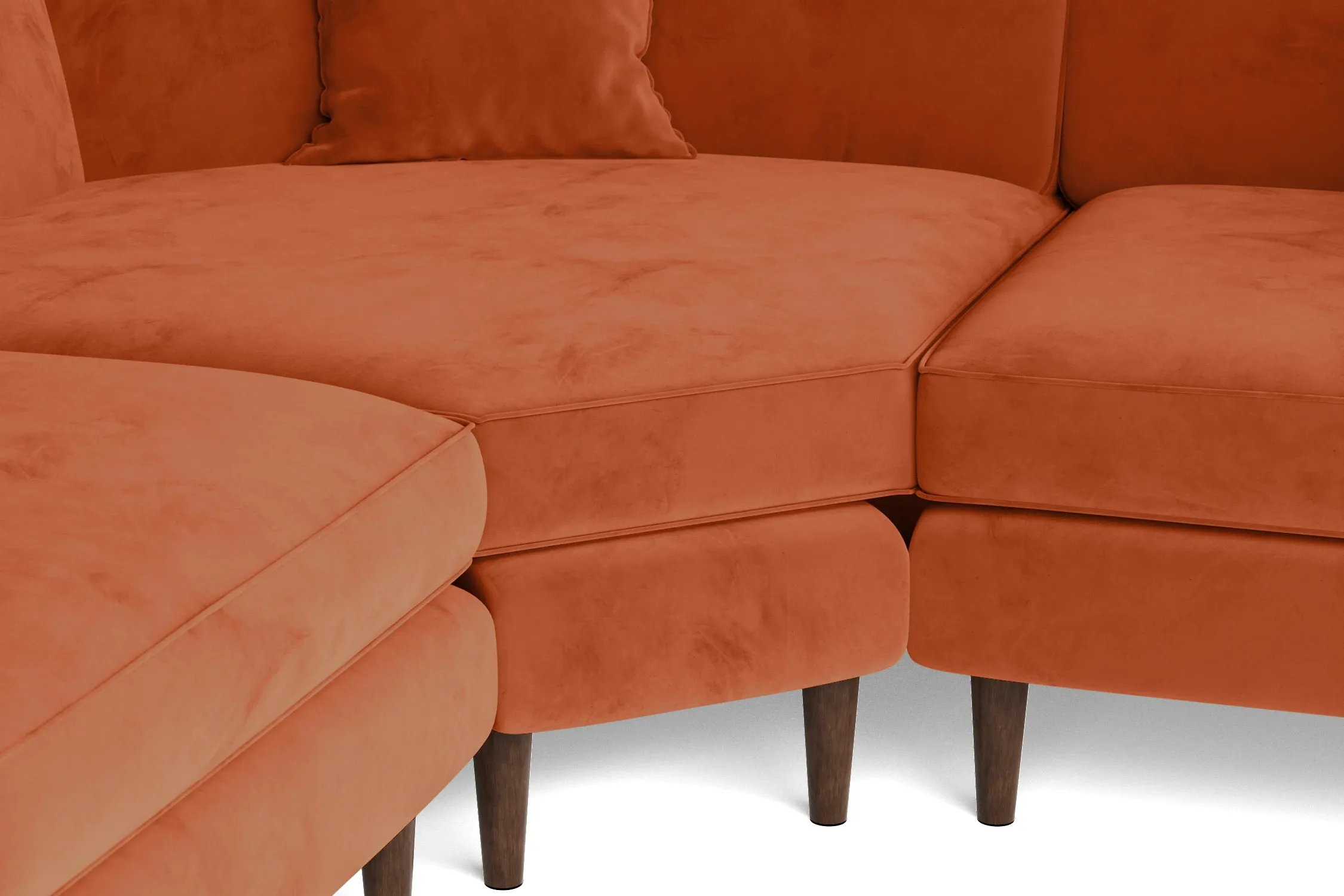 Ragusa 3 Seater Corner Sofa Orange Velvet