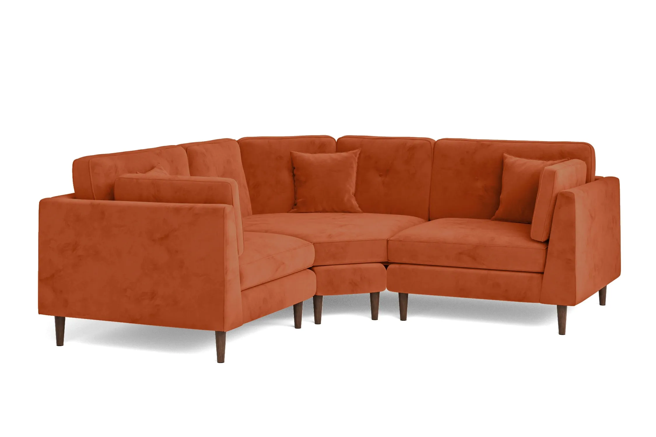 Ragusa 3 Seater Corner Sofa Orange Velvet