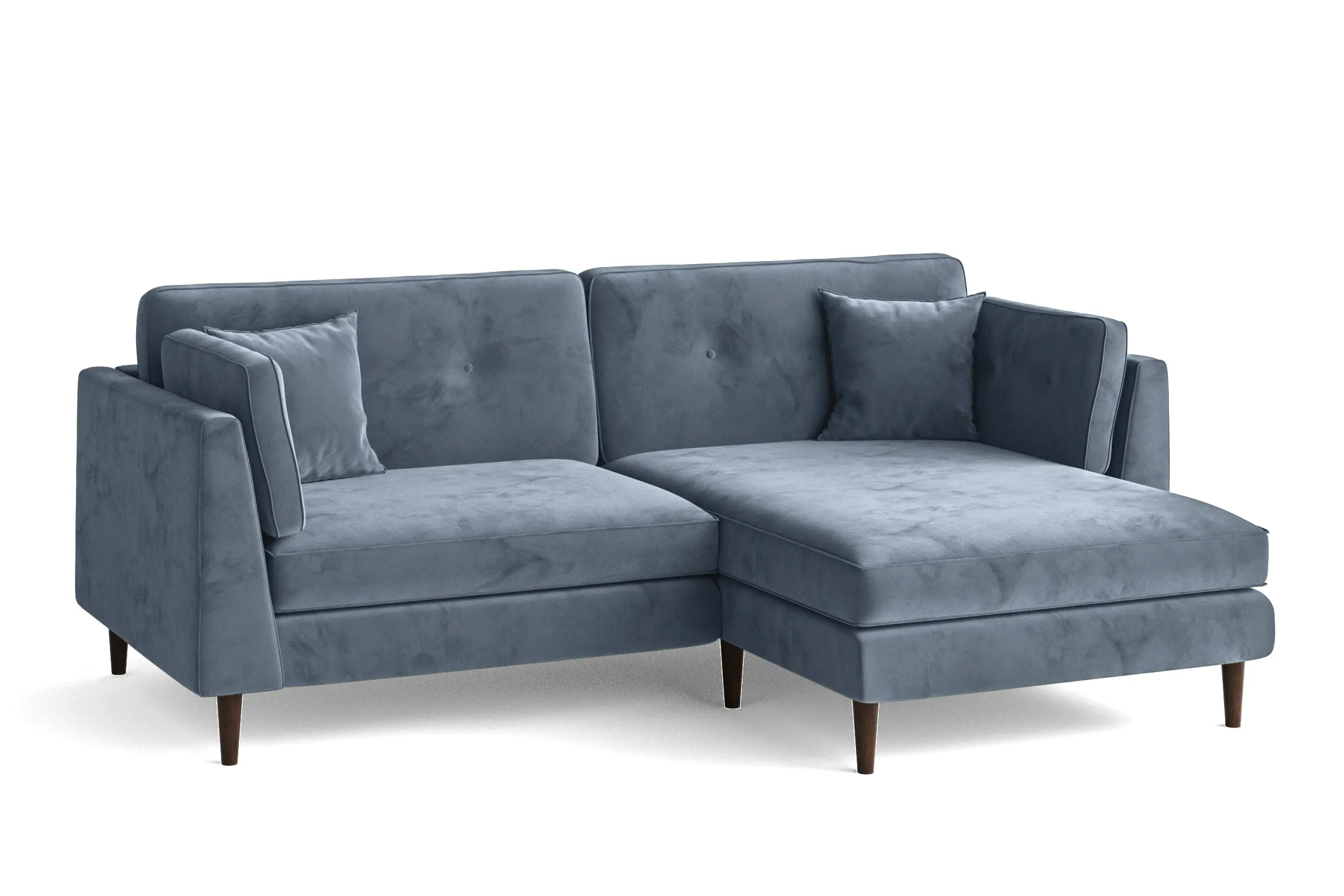 Ragusa 3 Seater Right Hand Facing Chaise Lounge Corner Sofa Baby Blue Velvet