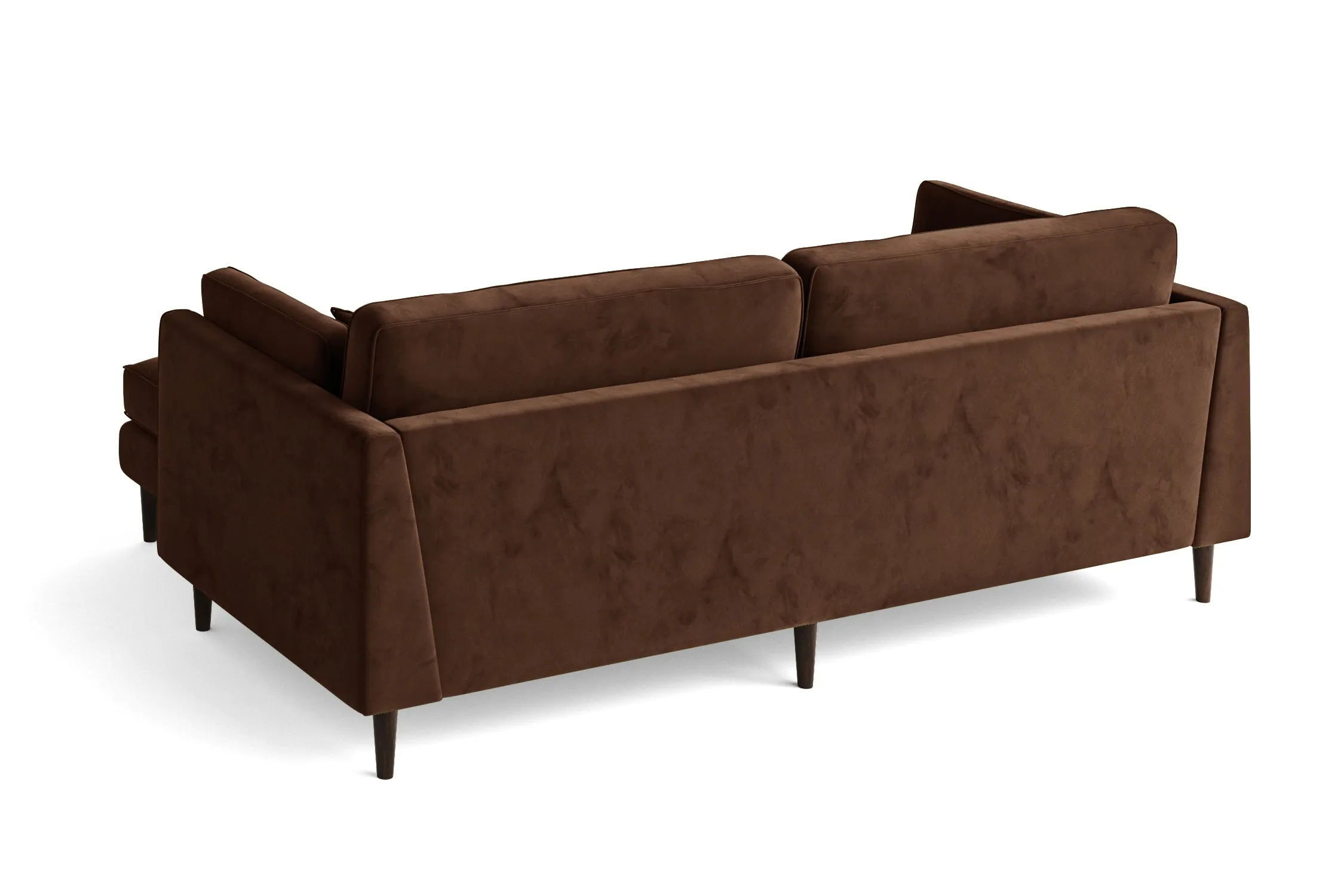 Ragusa 3 Seater Right Hand Facing Chaise Lounge Corner Sofa Coffee Brown Velvet