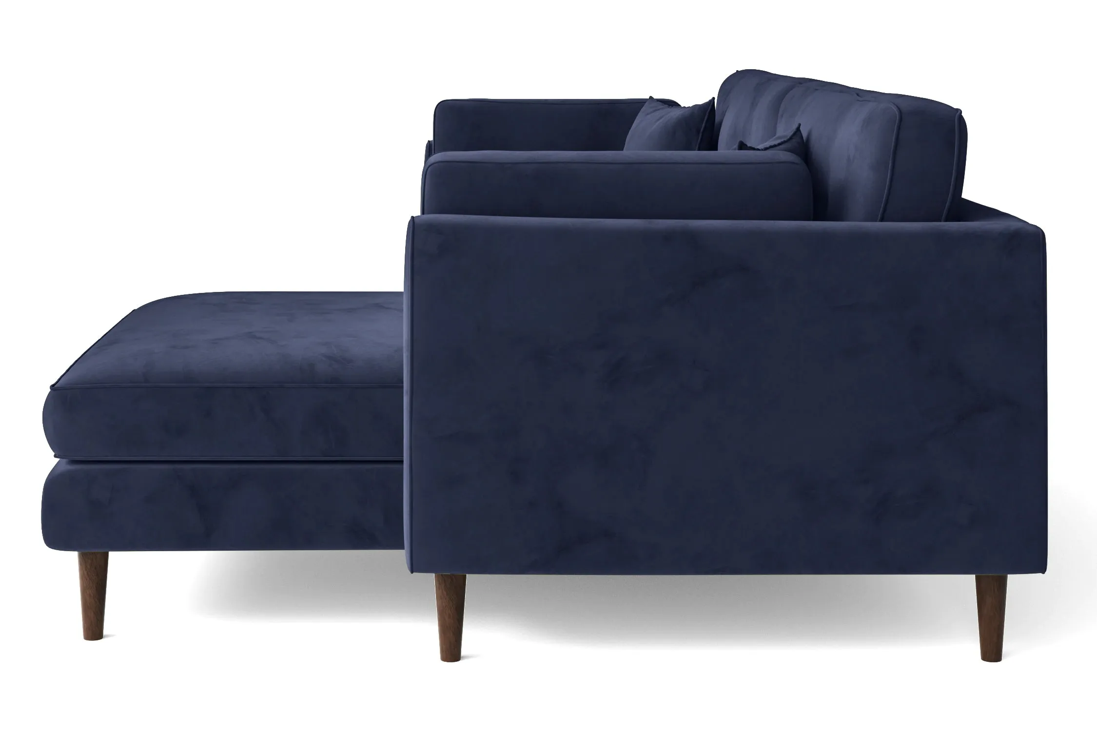 Ragusa 3 Seater Right Hand Facing Chaise Lounge Corner Sofa Dark Blue Velvet