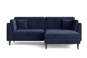 Ragusa 3 Seater Right Hand Facing Chaise Lounge Corner Sofa Dark Blue Velvet