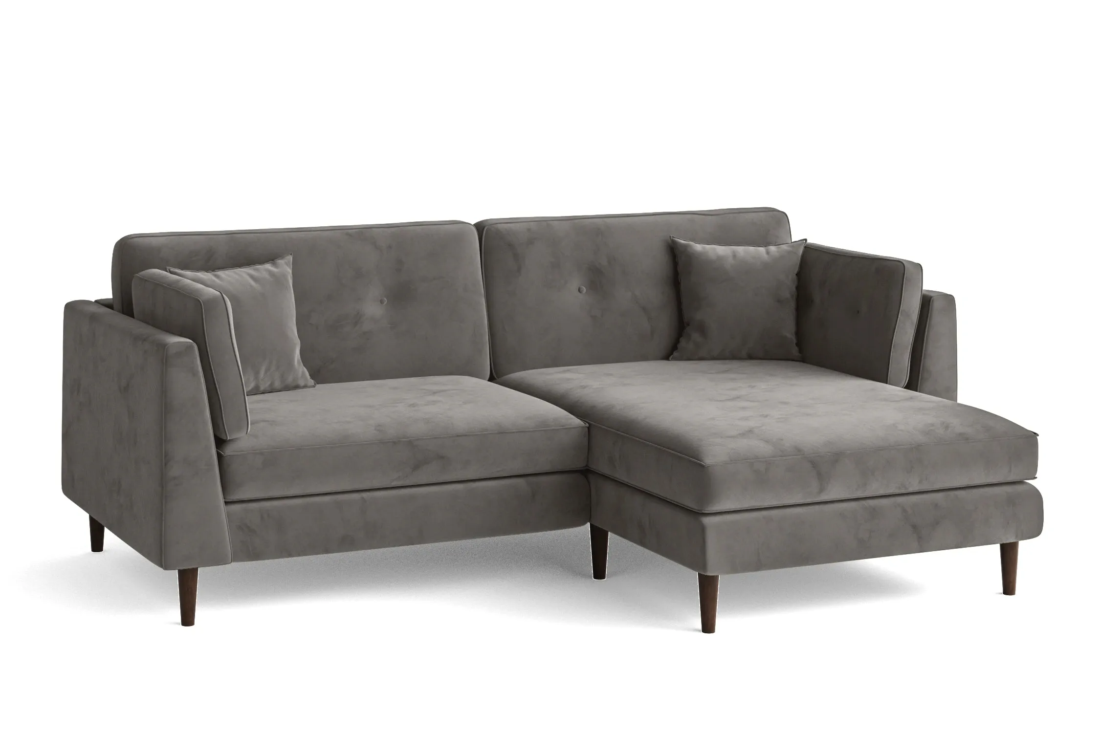 Ragusa 3 Seater Right Hand Facing Chaise Lounge Corner Sofa Grey Velvet