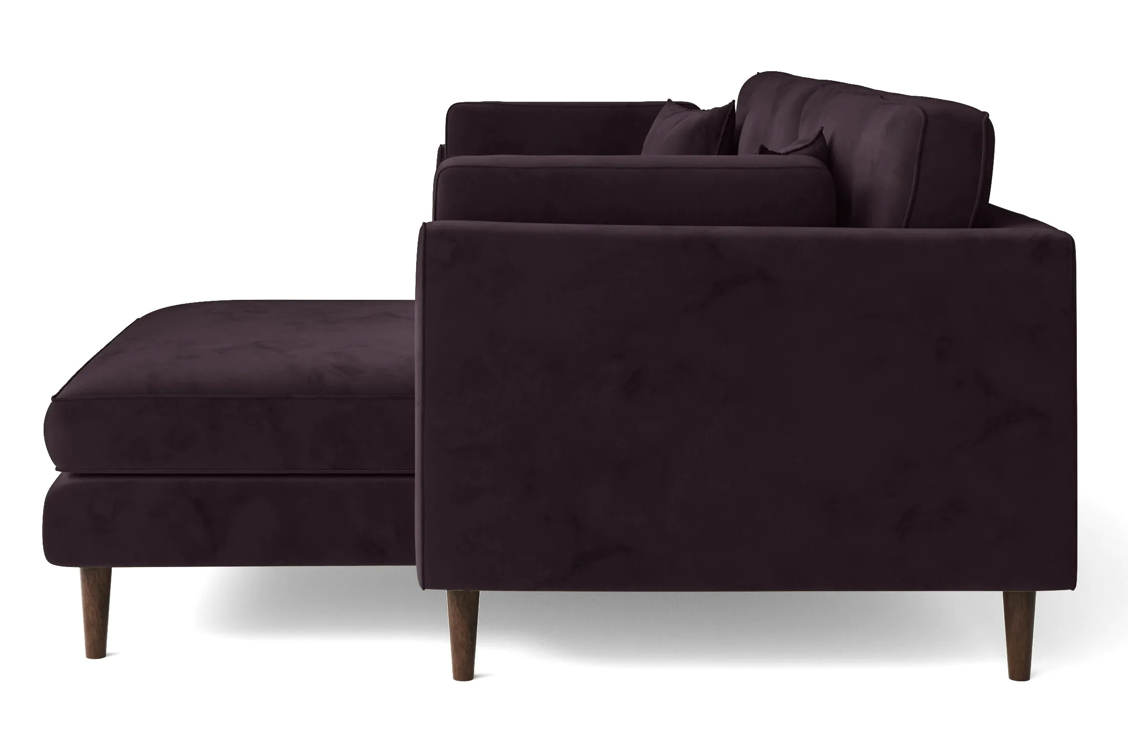 Ragusa 3 Seater Right Hand Facing Chaise Lounge Corner Sofa Purple Velvet