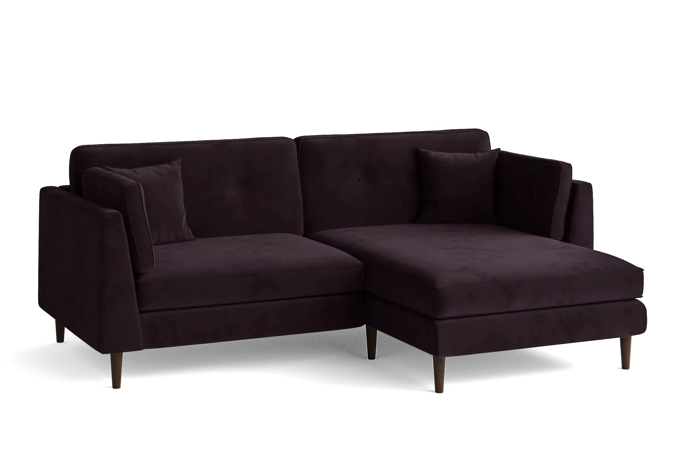 Ragusa 3 Seater Right Hand Facing Chaise Lounge Corner Sofa Purple Velvet