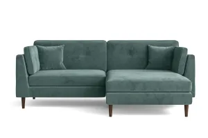 Ragusa 3 Seater Right Hand Facing Chaise Lounge Corner Sofa Teal Velvet