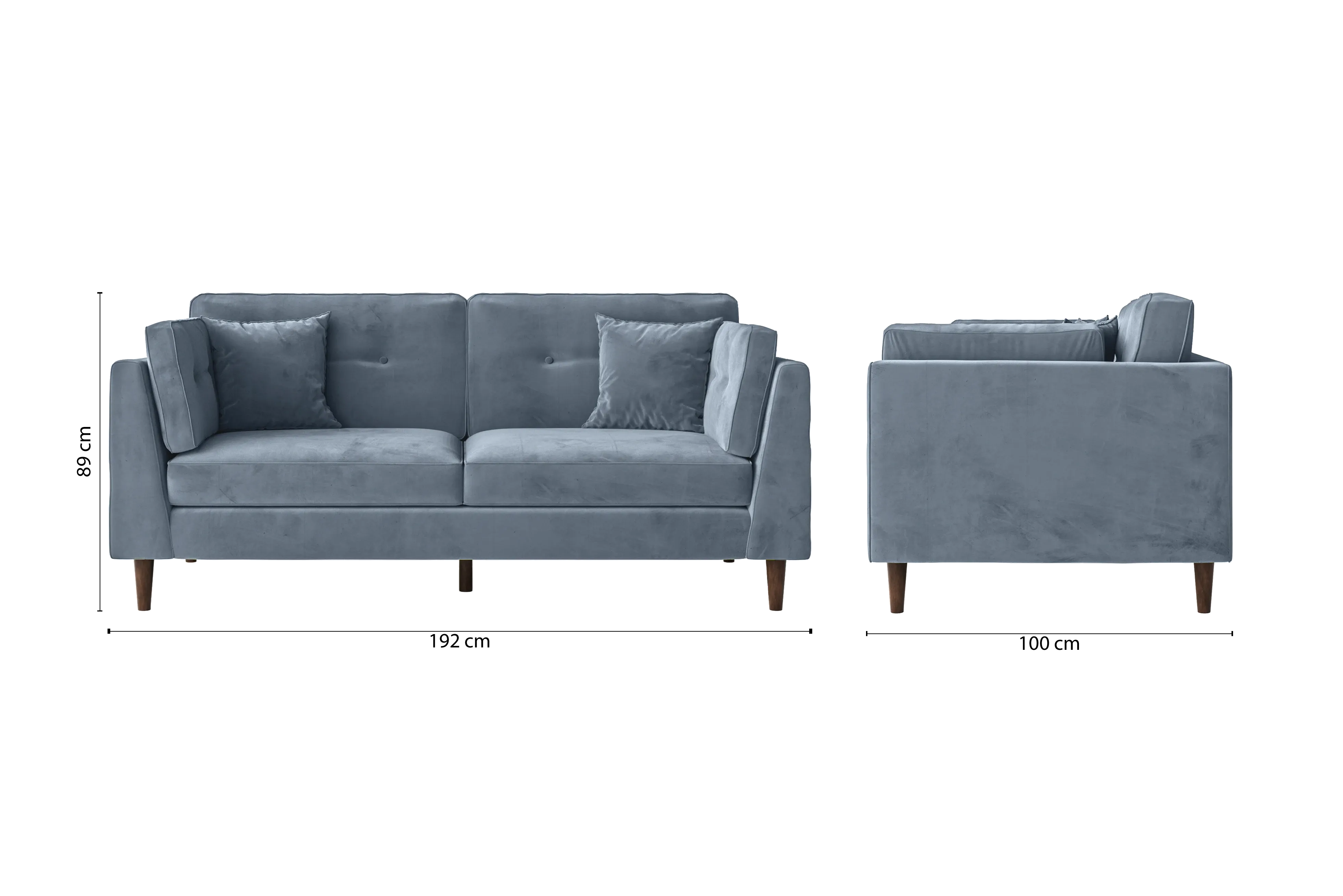 Ragusa 3 Seater Sofa Baby Blue Velvet