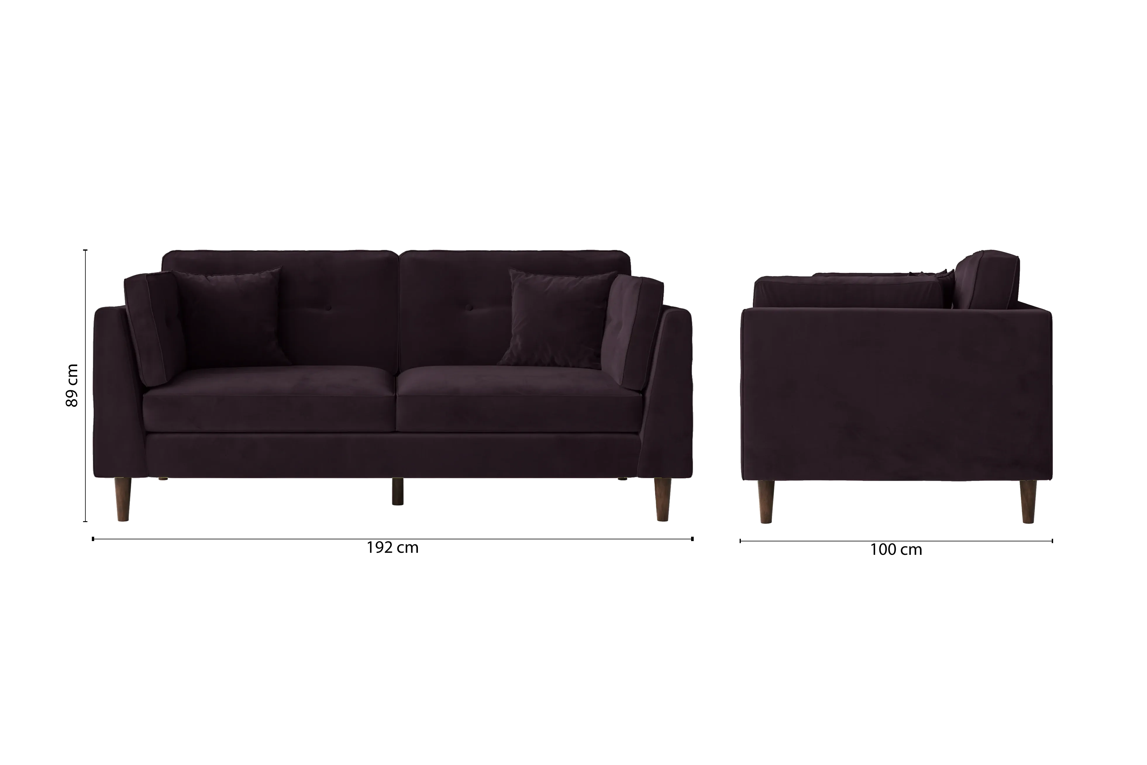 Ragusa 3 Seater Sofa Purple Velvet