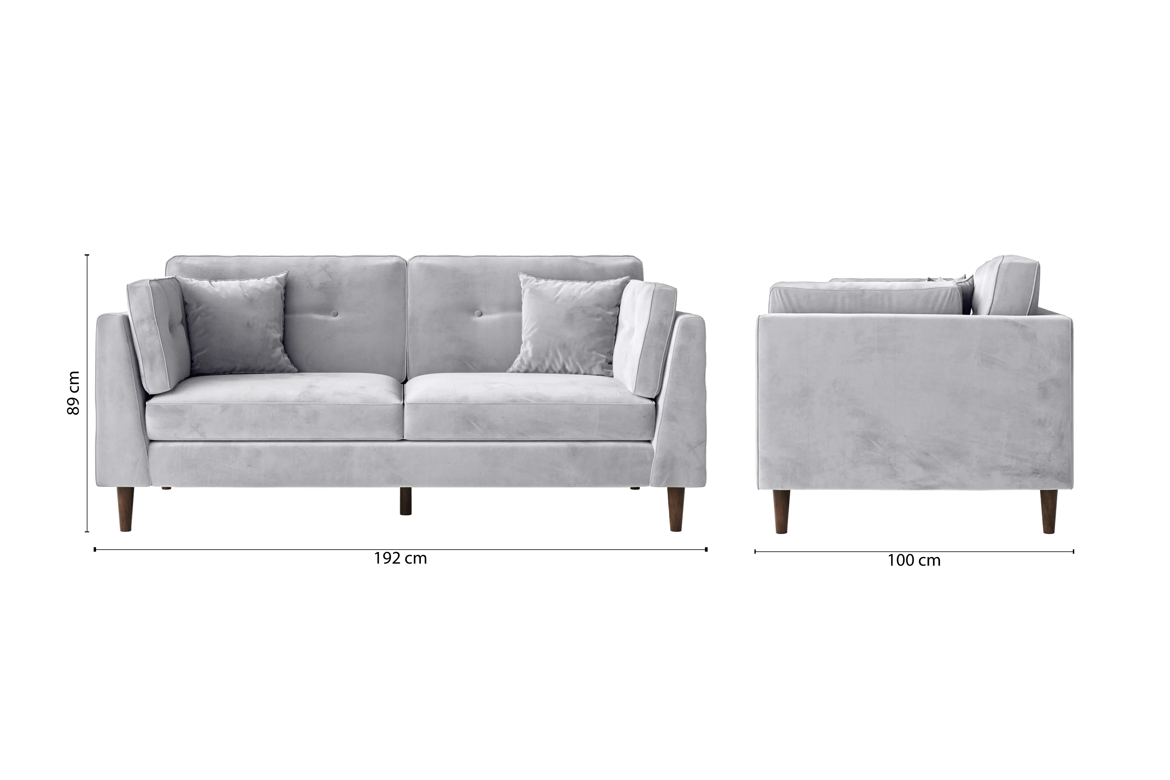 Ragusa 3 Seater Sofa Silver Velvet