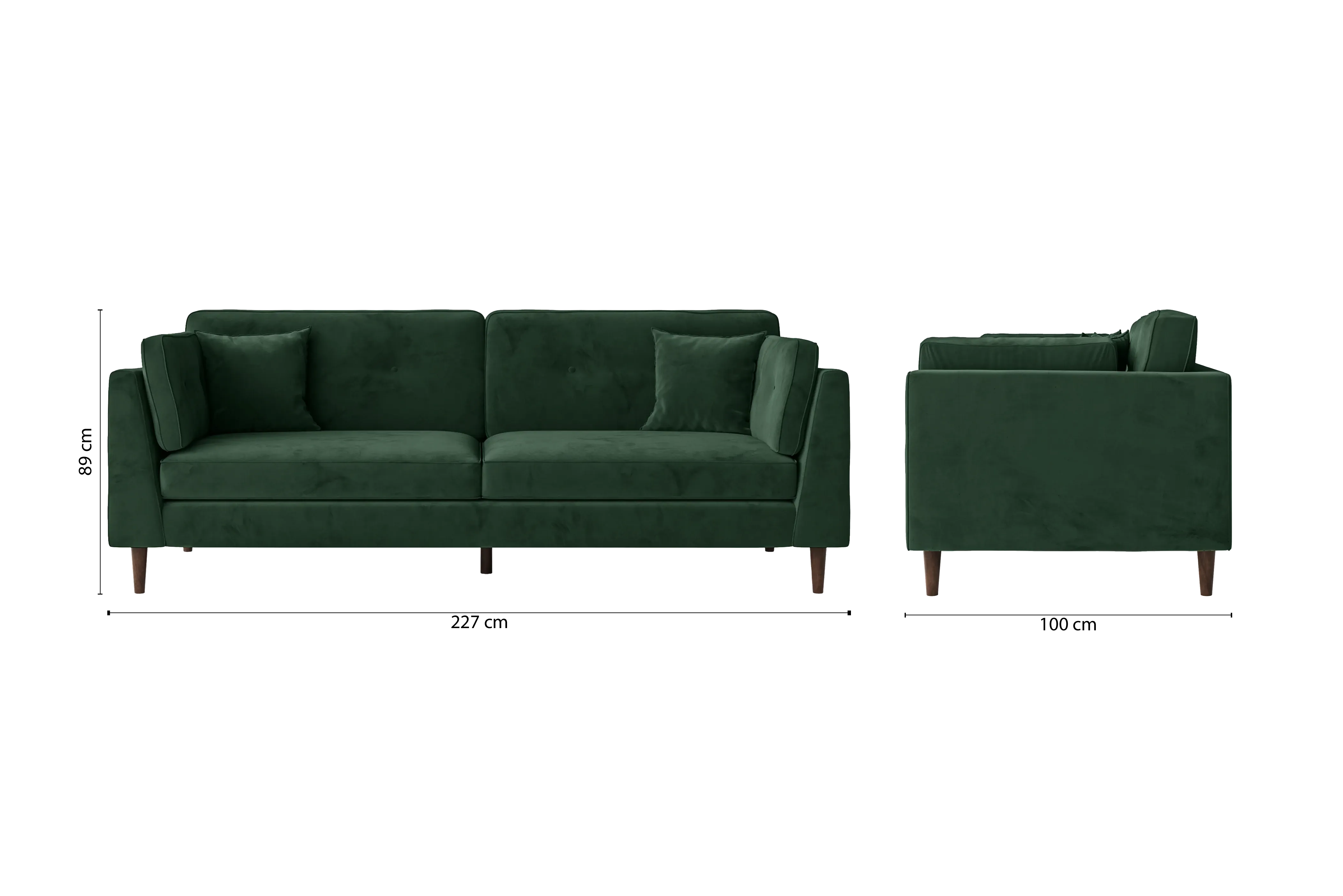 Ragusa 4 Seater Sofa Green Velvet