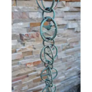 Rain Chain Copper Bird in a Cage- Patina