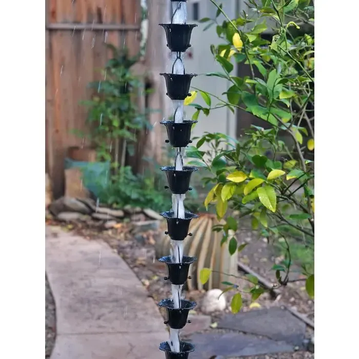 Rain Chain Flower Cups in Black