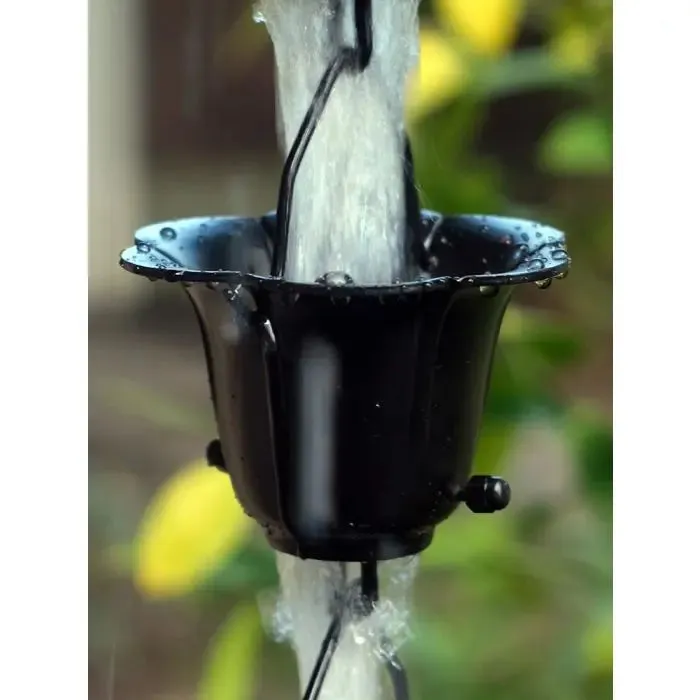 Rain Chain Flower Cups in Black