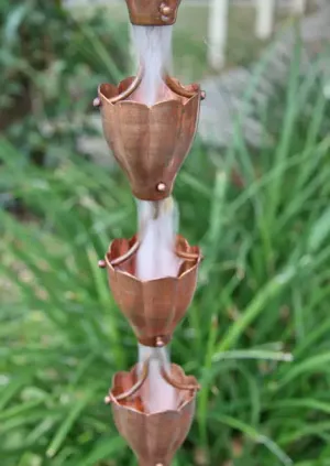 Rain Chain Fluted Copper Cups