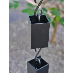 Rain Chain Kenchiku Square Cups- Black