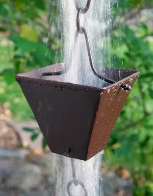 Rain Chain XL Square Cup - Bronze