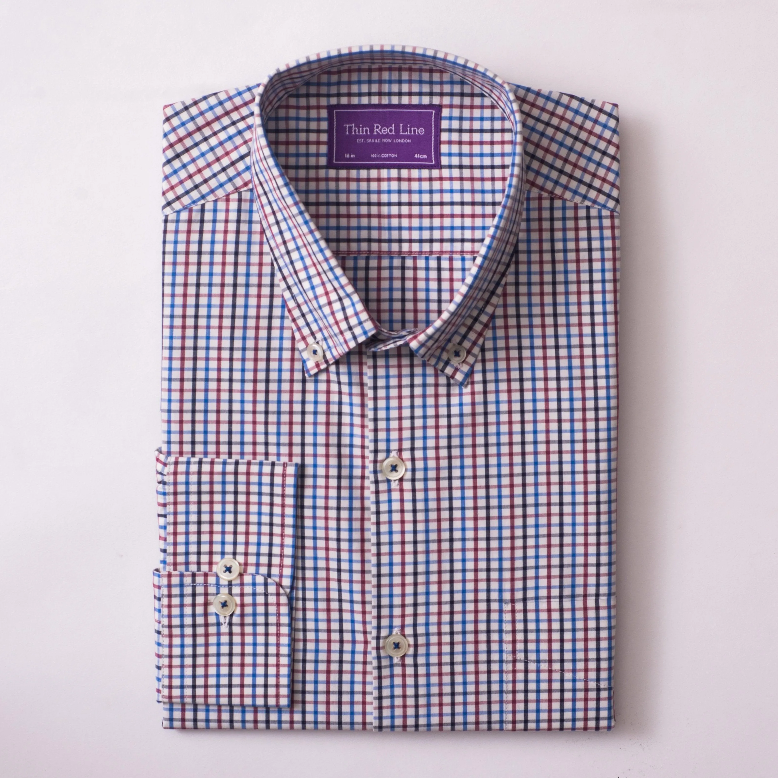 Rainbow Check Burgundy Casual Shirt