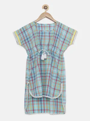 RAINBOW CHECKS KNEE LENGTH KAFTAN DRESS (Final Sale)