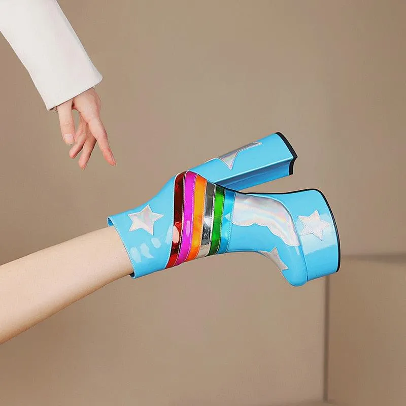 Rainbow Cloud Ankle Boot