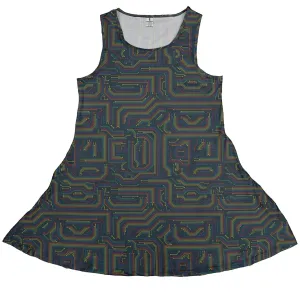 Rainbow Computer Circuit Board Dress