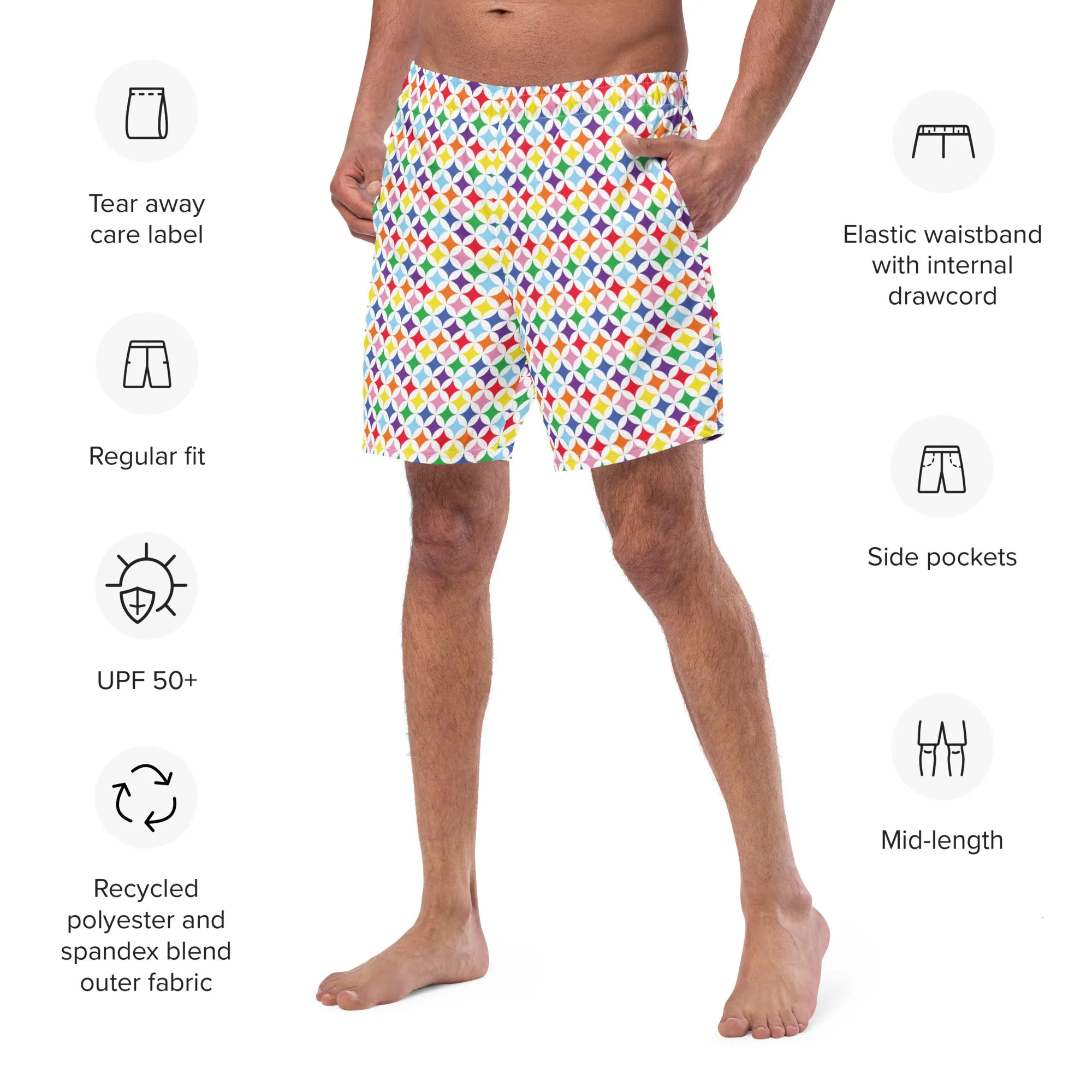 Rainbow Diamond Men's Swim Trunks