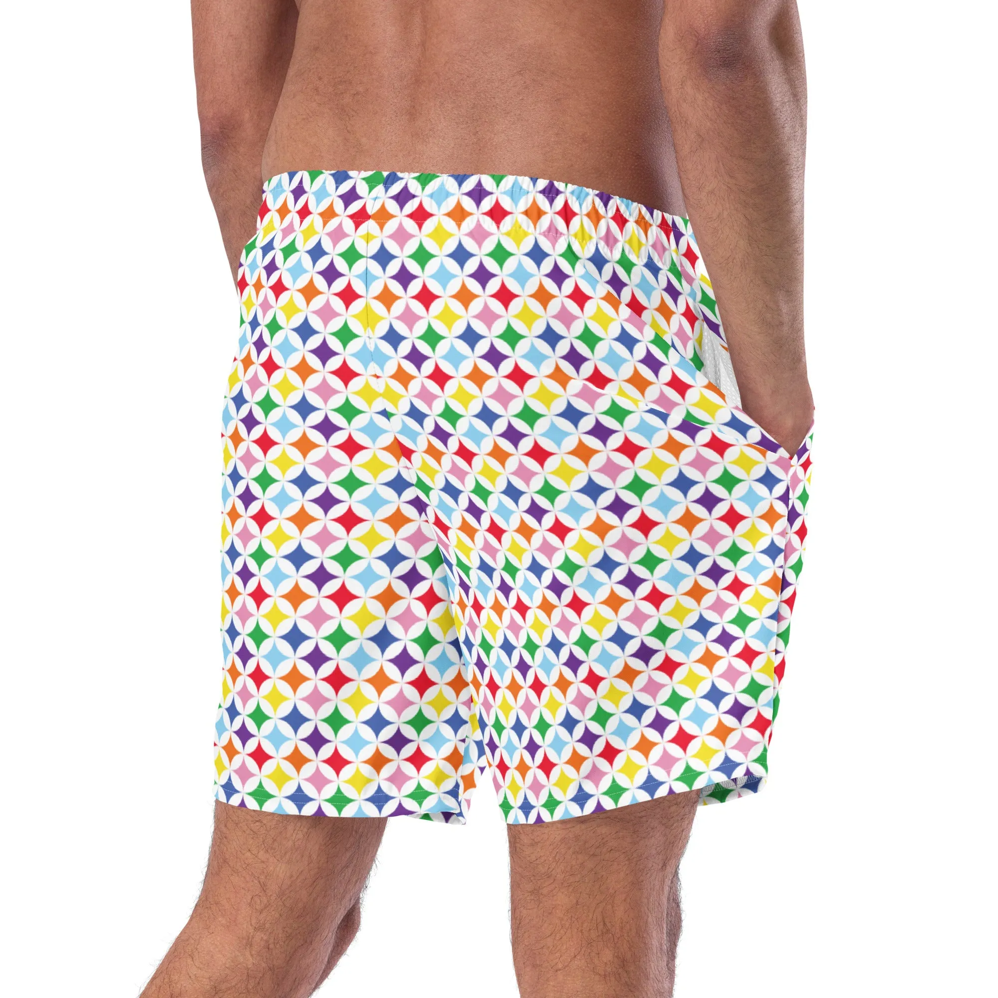 Rainbow Diamond Men's Swim Trunks