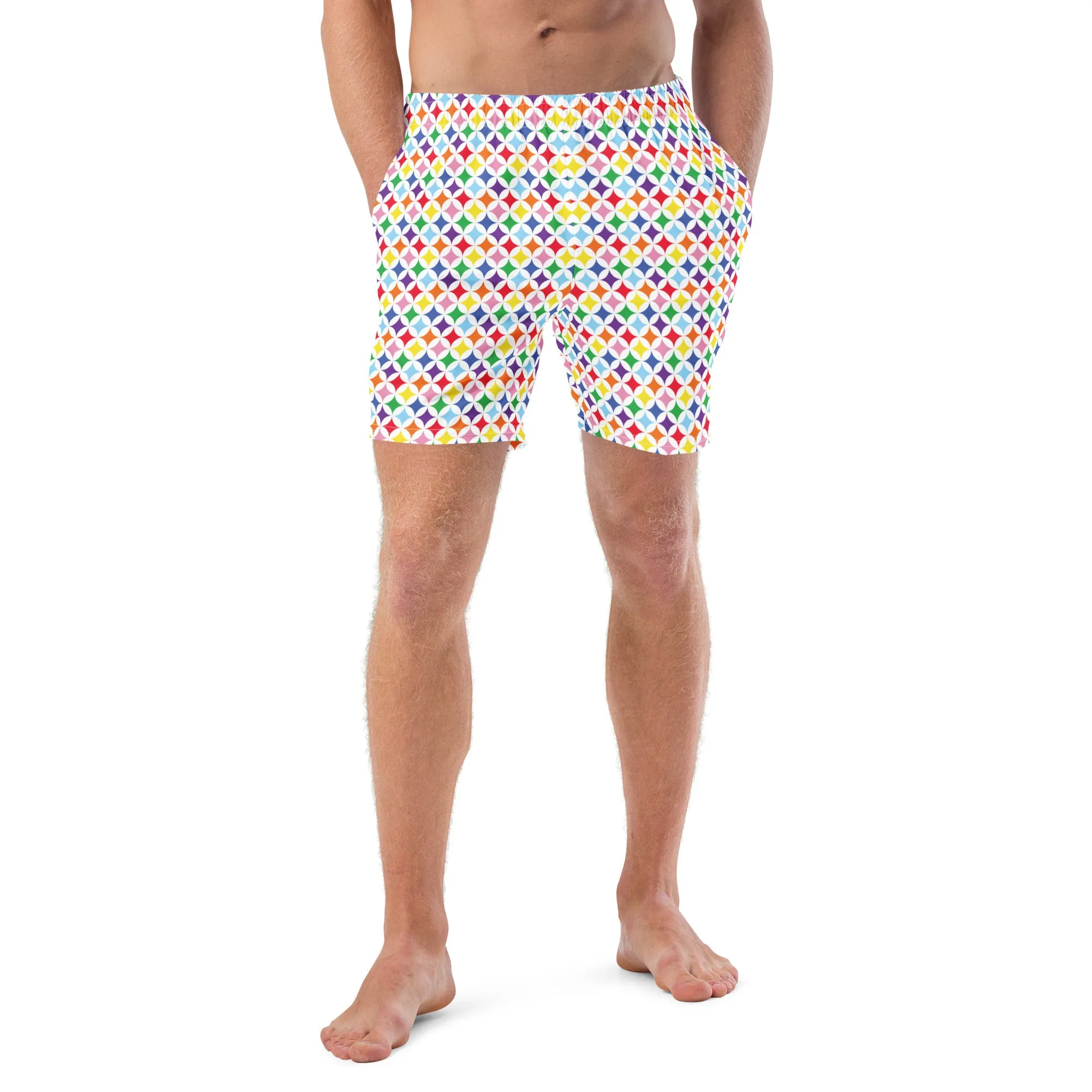 Rainbow Diamond Men's Swim Trunks