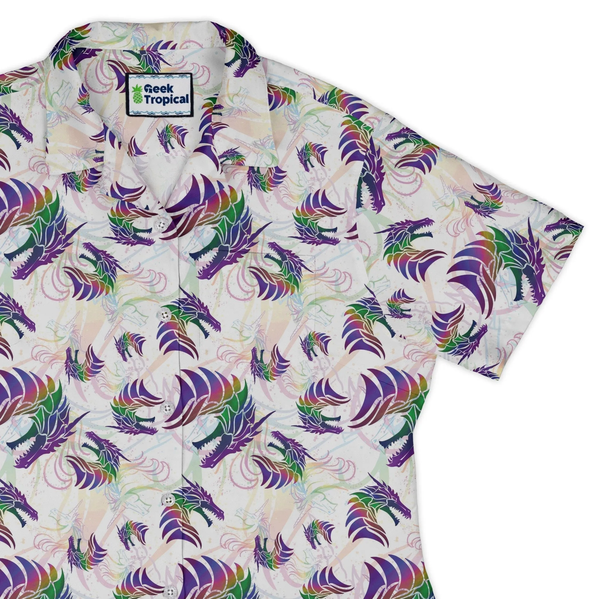 Rainbow Dragons and Unicorns Curvy Button Up Shirt