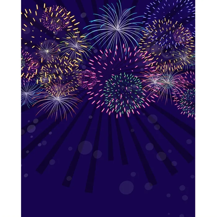 Rainbow Fireworks Printed Backdrop