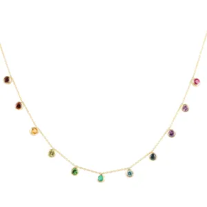 Rainbow Gem Bezel Necklace